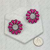 CER240805-10-SILVER-BLUE          Silver metal with blue turquoise stone Earrings