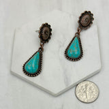 CER240805-11-COPPER-BLUE          Copper metal with blue turquoise stone Earrings