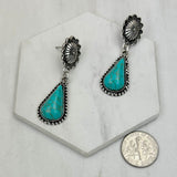 CER240805-11-SILVER-BLUE          Silver metal with blue turquoise stone Earrings