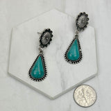 CER240805-11-SILVER-BLUE          Silver metal with blue turquoise stone Earrings