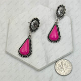 CER240805-11-SILVER-BLUE          Silver metal with blue turquoise stone Earrings