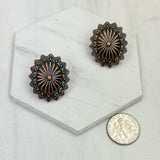 CER240805-13-COPPER          Copper metal flower concho Earrings