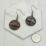 CER241125-11-SILVER          Silver circle metal buffalo Earrings