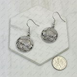 CER241125-11-SILVER          Silver circle metal buffalo Earrings