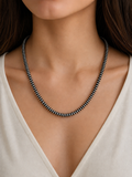 NKS230603-41-SILVER     21 Inches 10mm roundel silver Navajo pearl bead Necklace
