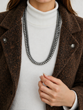 NKS230603-22    23 inches double strings silver Navajo pearl bead necklace
