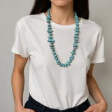 NKY251221-20                          21'' Blue turquoise nuggets stone Necklace