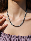 NKS230603-47-SILVER      22 Inches 8mm silver Navajo pearl bead Necklace
