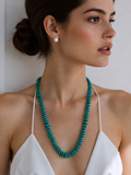 NKZ240534-05-GREEN                 23'' Green flat turquoise stone nuggets Necklace