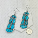 ER240715-01-BLUE           Silver metal with blue turquoise stone Earrings