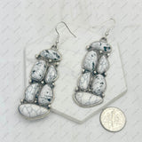 ER240715-01-WHITE              Silver metal with white turquoise stone Earrings