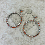 ER191230-01-ORANGE     Silver with orange stone hoop Earrings