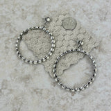 ER191230-01-WHITE    Silver with white stone hoop Earrings