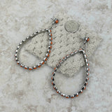 ER191230-02-ORANGE     Silver with orange stone teardrop Earrings