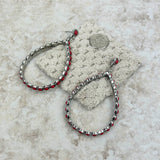ER191230-02-RED     Silver with red stone teardrop Earrings