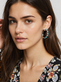 ER191230-03-BLUE       Silver turquoise stone concho hoop earring