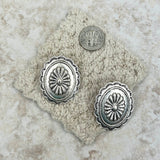 ER220330-09-SILVER   Silver metal concho Earrings