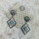 ER220430-02-BLUE      Silver with blue turquoise stone concho Earrings