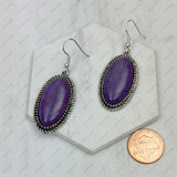 ER221015-04-PURPLE           Silver metal with oval purple stone Earrings