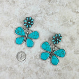 ER221015-06-BLUE      Silver with blue turquoise stone Butterfly Earrings