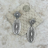 ER221115-01-SILVER   Silver metal concho Earrings