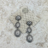 ER221115-02-SILVER     3 Silver flower concho dangle Earrings