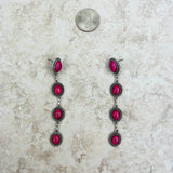 ER221115-04-PINK     4 tiers pink stone dangle Earring