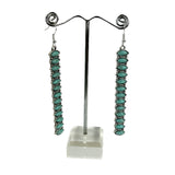 ER221115-06-BLUE     Silver long bar with blue turquoise stone earring