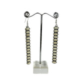 ER221115-06-WHITE     Silver long bar with white stone earring