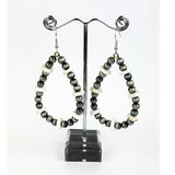 ER221215-01-WHITE-SILVER   Silver Navajo pearl with white roundel stone teardrop earring