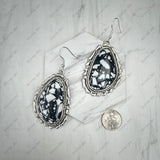 ER230225-04-BLACK-WHITE                 Silver metal with black and white stone Earrings
