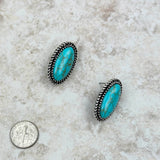 ER230530-05-BLUE	Silver with blue turquoise stone oval post Earrings