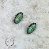 ER230530-05-GREEN	Silver with green stone oval post Earrings