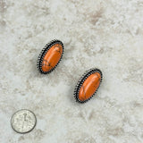 ER230530-05-ORANGE	Silver with orange stone oval post Earrings