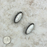 ER230530-05-WHITE            Silver with white stone oval post Earrings