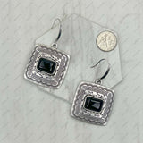 ER231205-01-BLUE                     Silver metal with blue turquoise stone beads Earrings