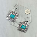 ER231205-01-BLUE                     Silver metal with blue turquoise stone beads Earrings