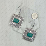 ER231205-01-BLUE                     Silver metal with blue turquoise stone beads Earrings