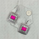 ER231205-01-BLUE                     Silver metal with blue turquoise stone beads Earrings