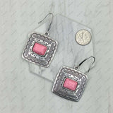 ER231205-01-BLUE                     Silver metal with blue turquoise stone beads Earrings