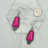 ER231217-01                              Silver metal with hot pink stone Earrings