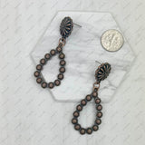 ER231217-05                          Silver metal concho with teardrop Earrings