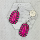 ER231217-07                    Silver metal with blue turquoise stone beads oval Earrings
