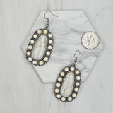 ER231217-07                    Silver metal with blue turquoise stone beads oval Earrings