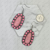 ER231217-07                    Silver metal with blue turquoise stone beads oval Earrings