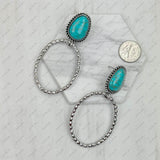 ER231217-11                  Silver metal with blue turquoise stone Earrings
