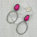 ER231217-11                  Silver metal with blue turquoise stone Earrings