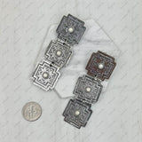 ER231217-16                      Silver metal cross with blue turquoise stone Earrings
