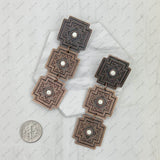 ER231217-18                      Copper metal cross with blue turquoise stone Earrings