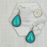 ER231217-20                      Silver metal with blue turquoise stone beads teardrop Earrings